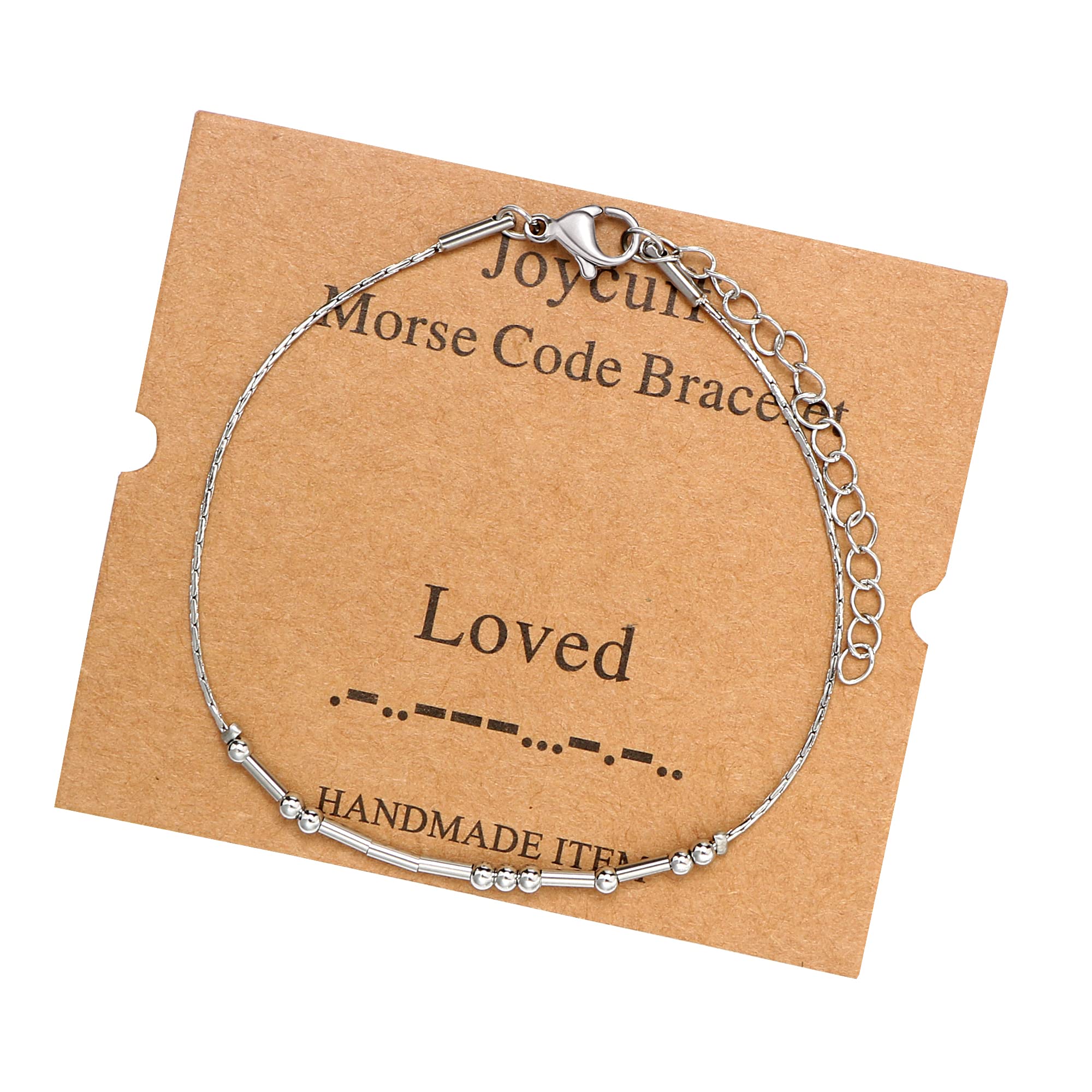 JoycuFF Loved Morse Code Bracelets for Women Unique Birthday Valentine's Day Christmas Gifts for Her Wife Lover Stainless Steel 