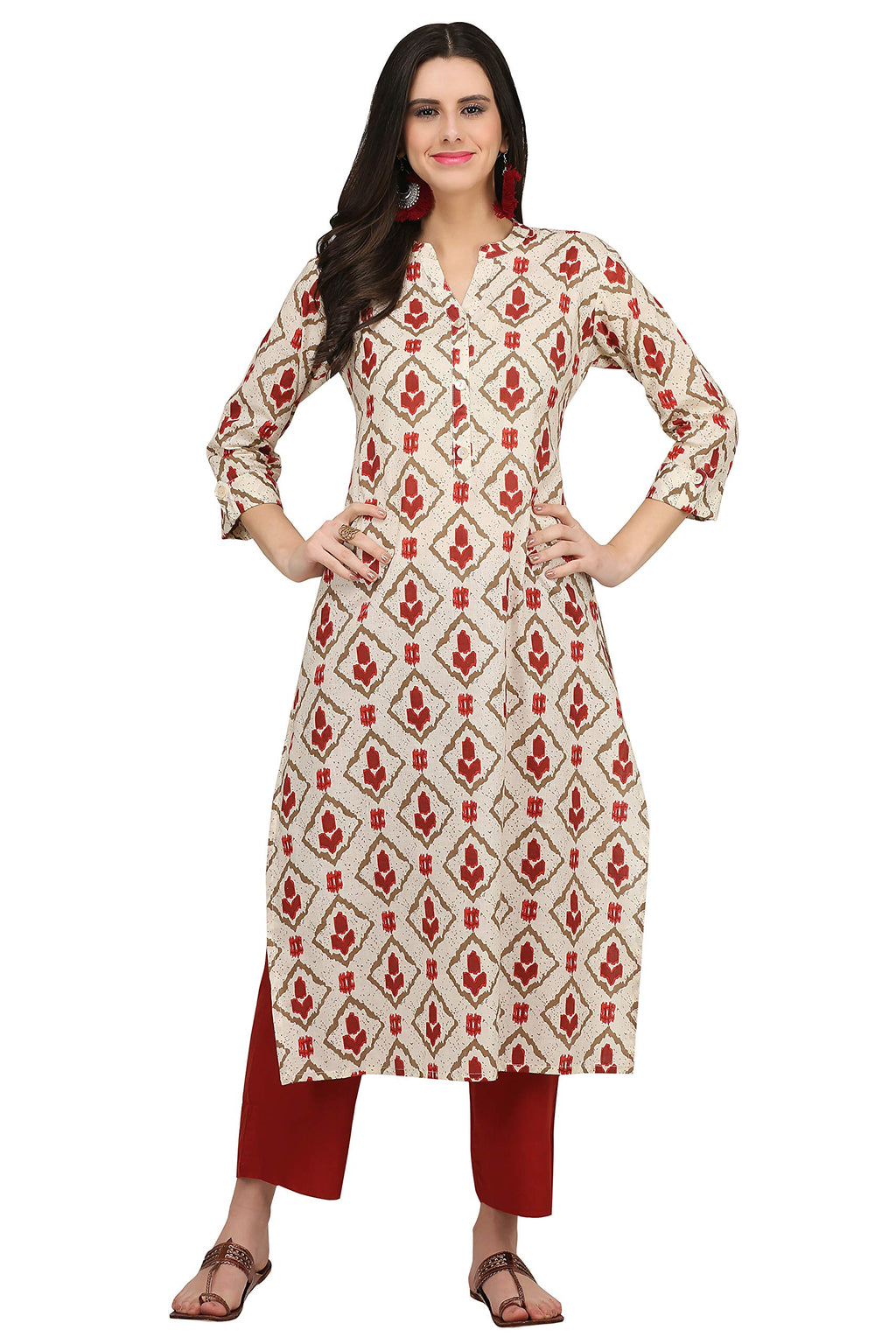 Gosriki Women'S Cotton Kurta (Kur190013-L_Large_White)