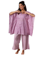 Libas Womens Printed Cotton Night Suit Set For Women Purple