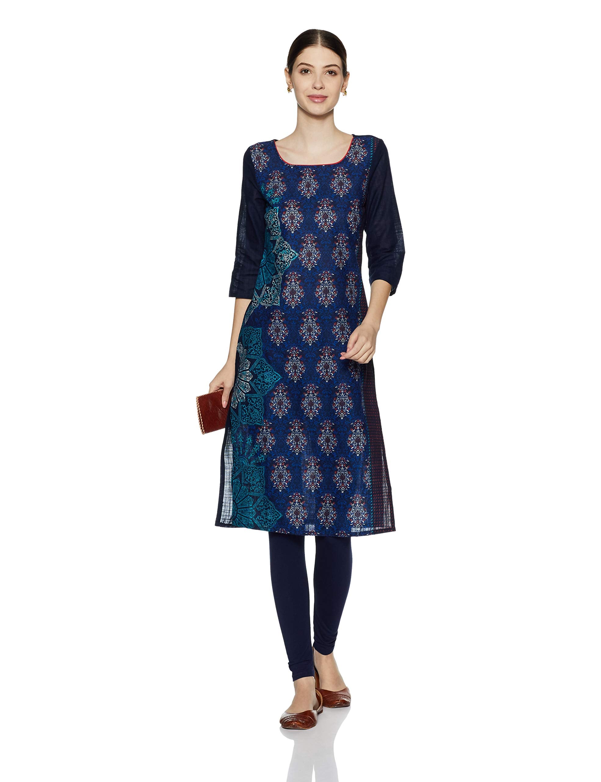 Aurelia Women'S Straight Kurta (17Fek12996-62049_M_Blue)
