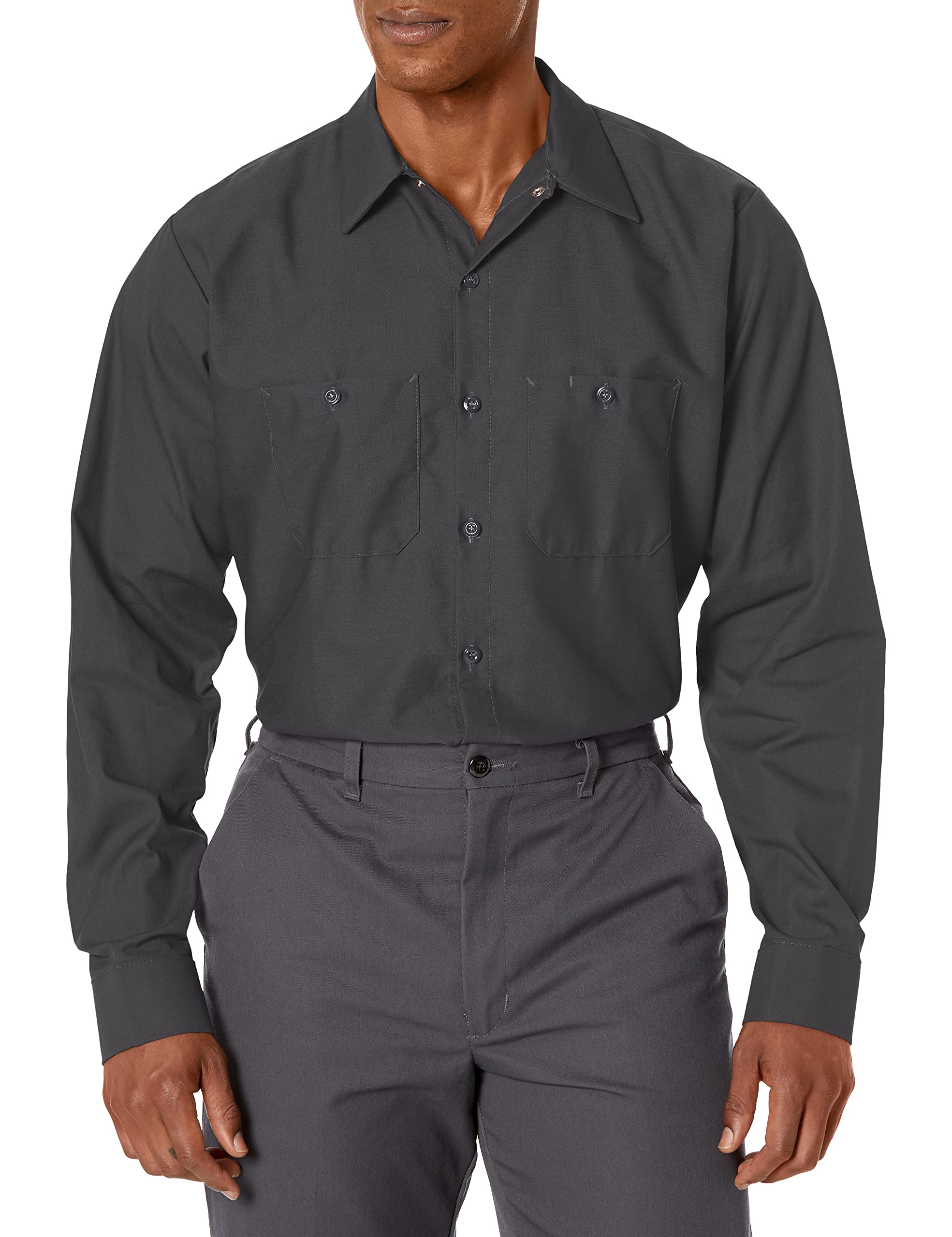 Red Kap Men's Industrial Work Shirt, Regular Fit, Long Sleeve, Black, X-Large