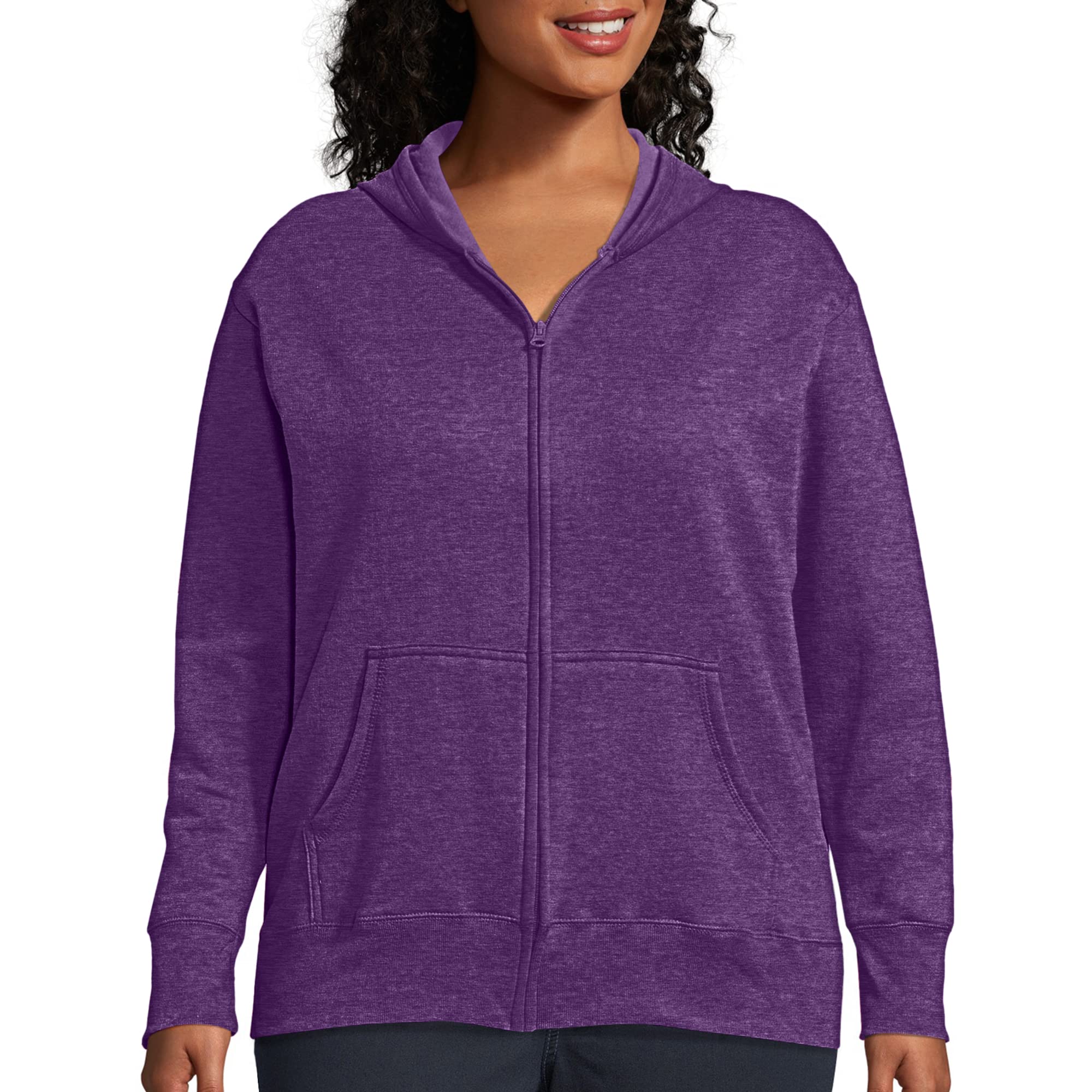 JUST MY SIZE womens Comfortsoft Ecosmart Fleece Full-zip Women's athletic hoodies, Violet Splendor Heather, 3X US