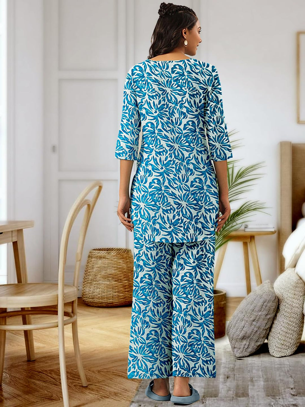 Tee Projekt Cotton Ethnic Wear Co Ord Set For Women | Co Ord Set For Women Stylish Blue