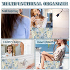 ZLFSRQ Flower Makeup Bag for Women Girls Travel Cute Floral Cosmetic Bags Large Cosmetic Pouch Purse with Zipper Portable Toilet