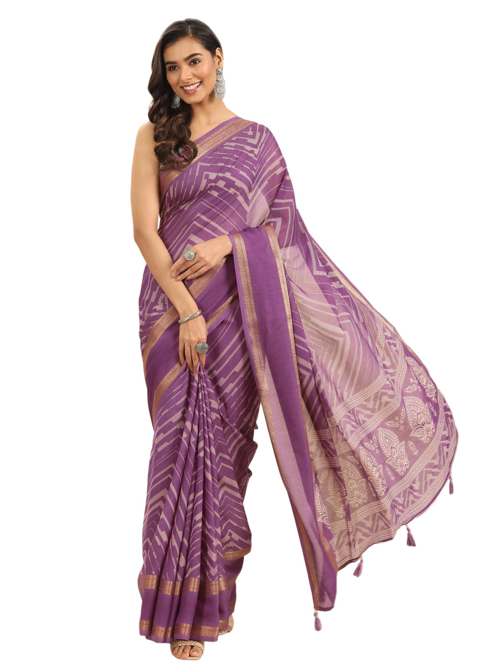 Libas Womens Printed Georgette Saree With Blouse Piece