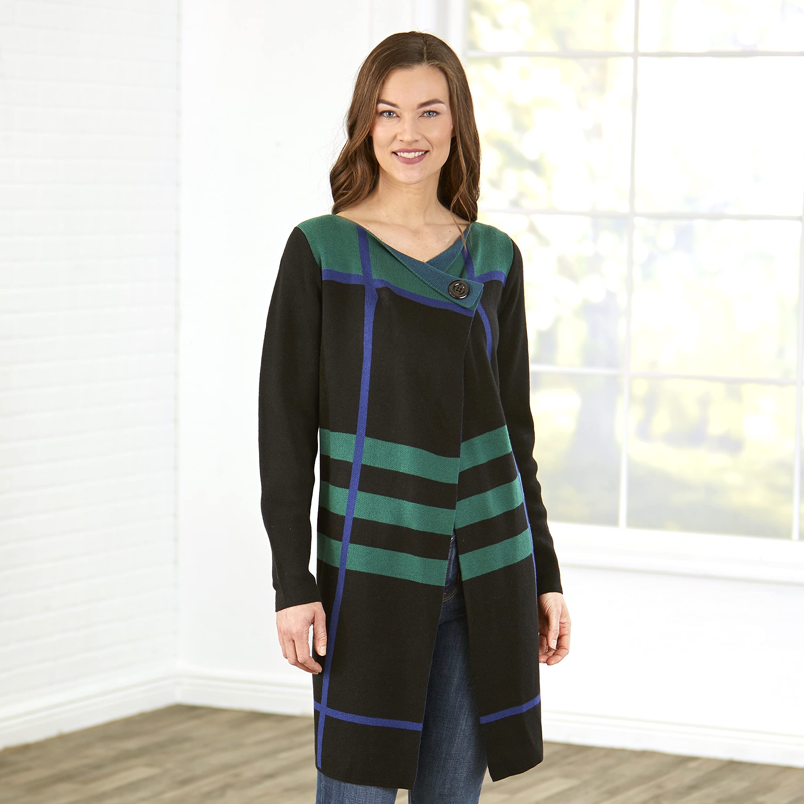 Plaid Cardigans - Green Large