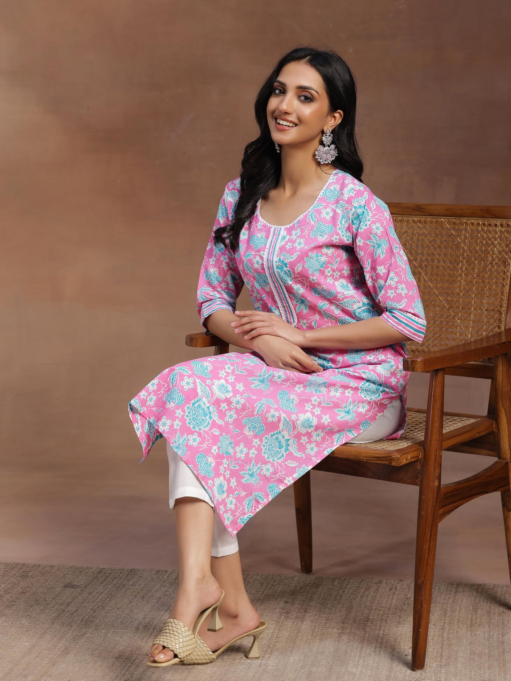 Libas WomenS Cotton Printed Straight Kurta (29049R Pink