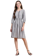 Toochki WomenS Grey Muslin Tribal Fit & Flared Western Dress | Dress For Women | A Line Dress | Winter Dress | Western Dress | 