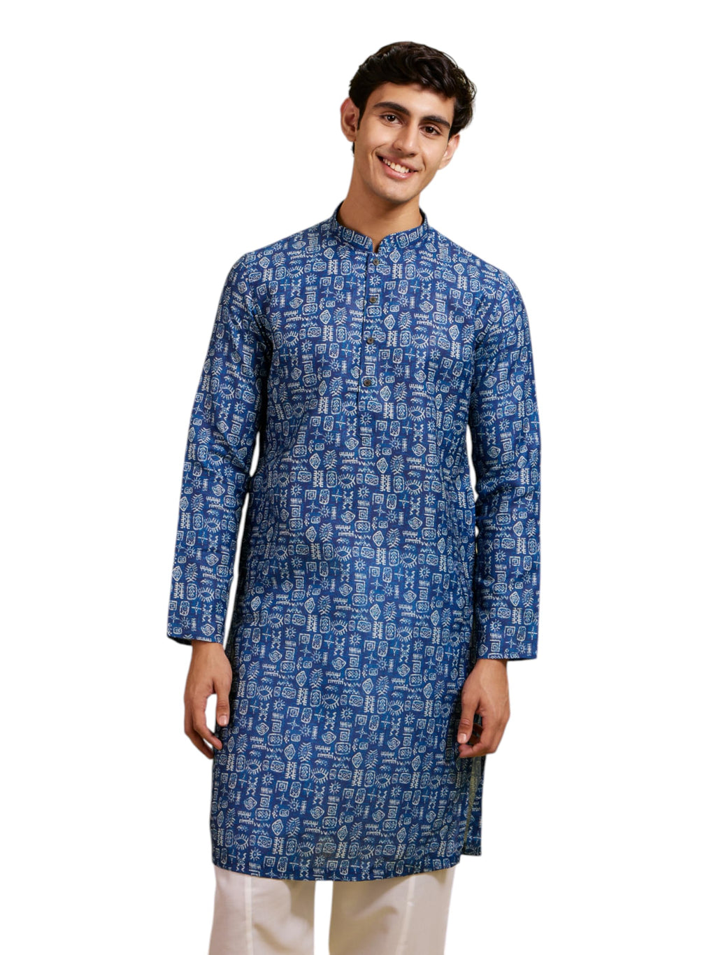 Diwas By Manyavar MenS Cotton Blend Printed Kurta (Blue,Xxl)
