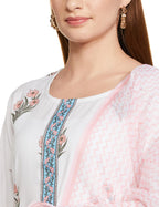 Klosia Women Cotton Block Printed Kurta And Pant With Dupatta Set