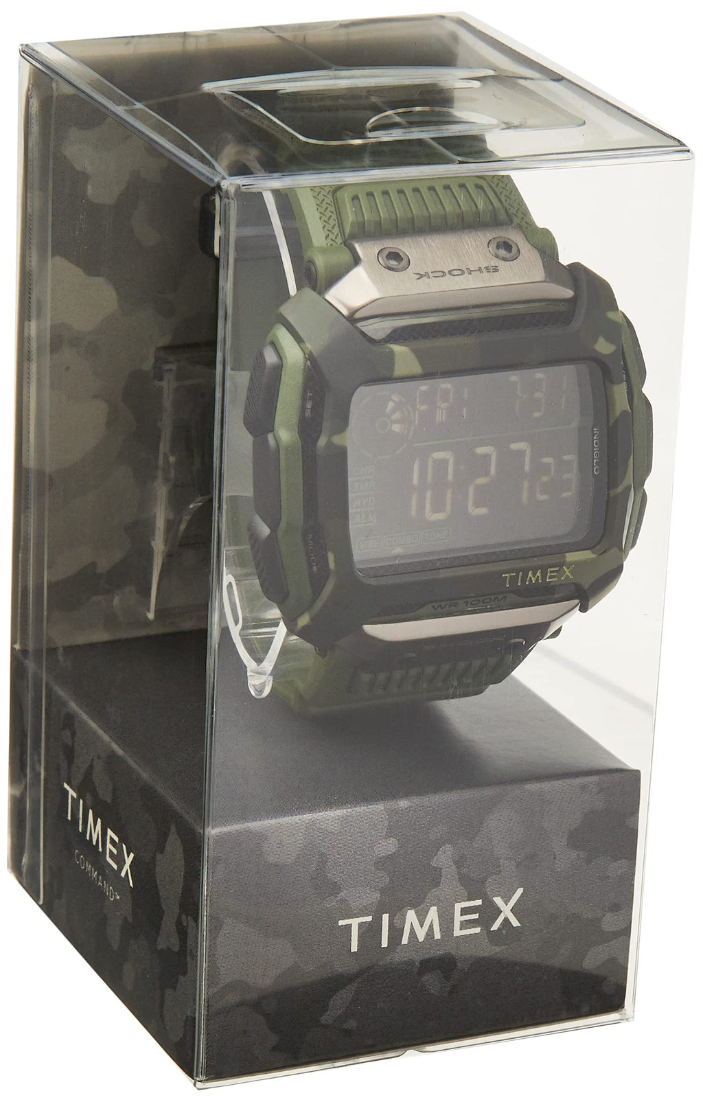 Timex Command Shock Digital CAT 54mm Watch - Olive Camo with Resin Strap