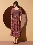 Kzully WomenS Polyester A-Line Mid-Calf Length Dress (1001-05_Maroon