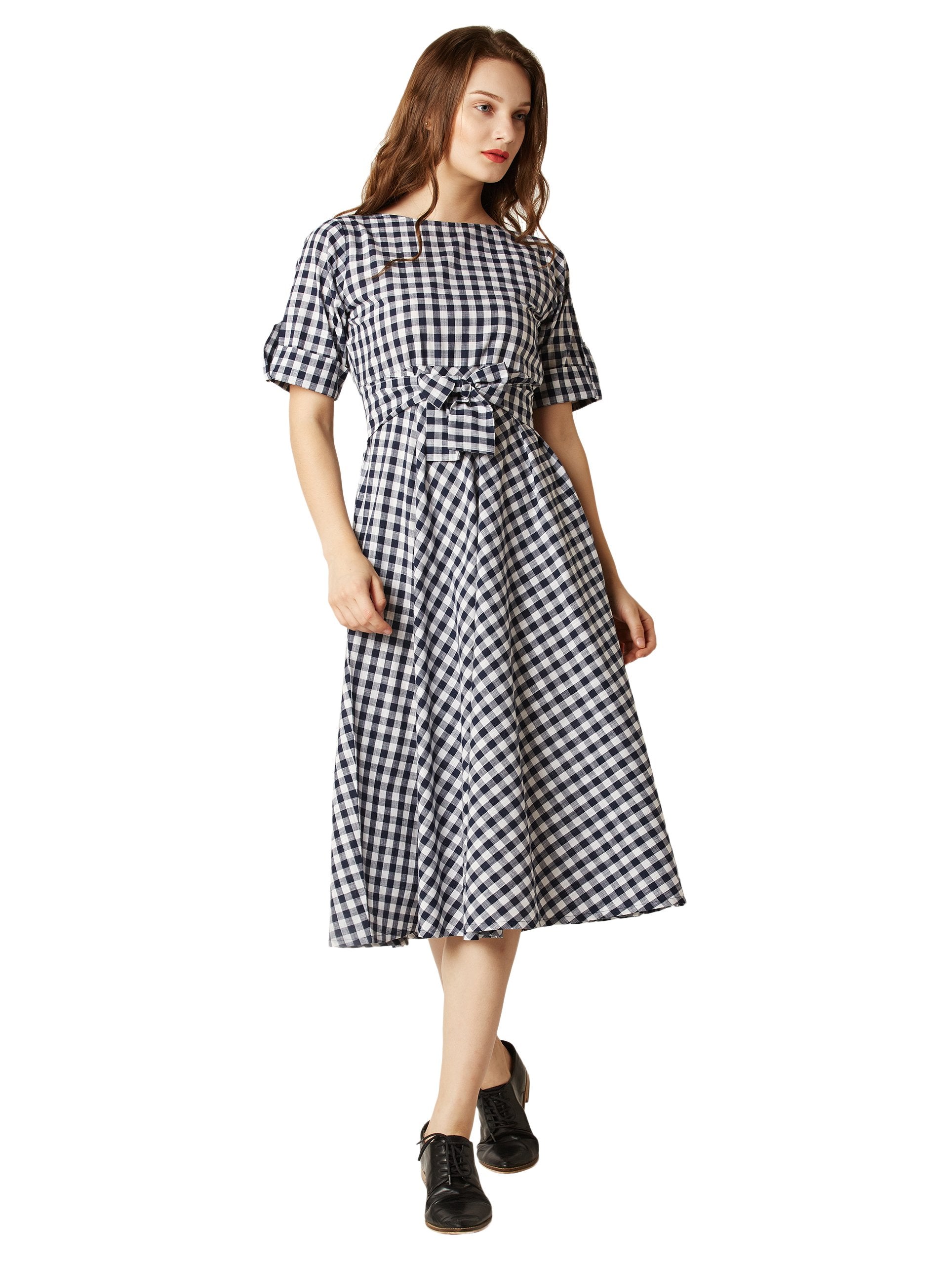 Miss Chase WomenS Cotton Midi Skater Dress(Mcaw17D09-78-178-02,Multicolored-Base Navy,X-Small)