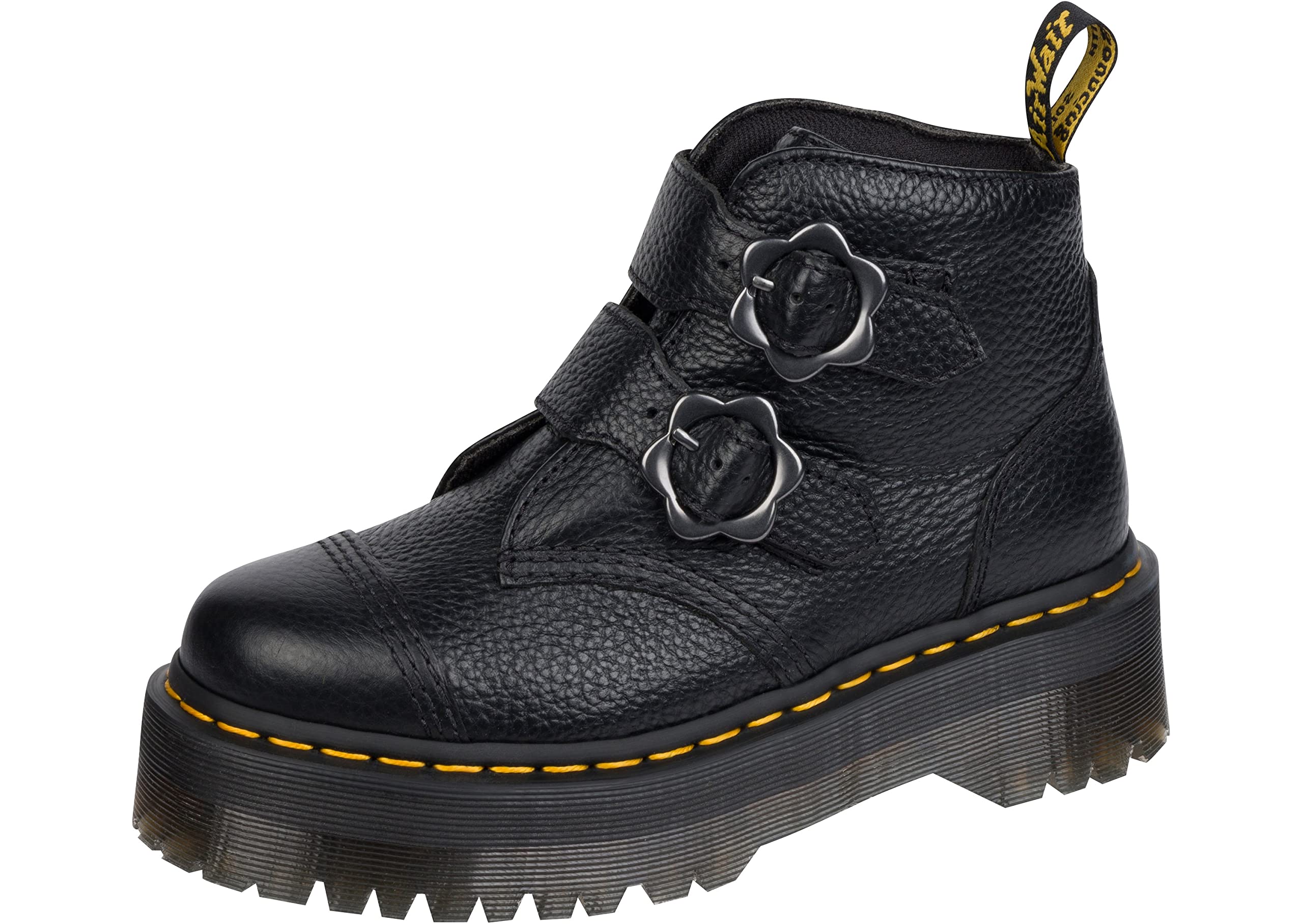 Dr. Martens Women's Devon Flower Ankle Boot, Black, 7