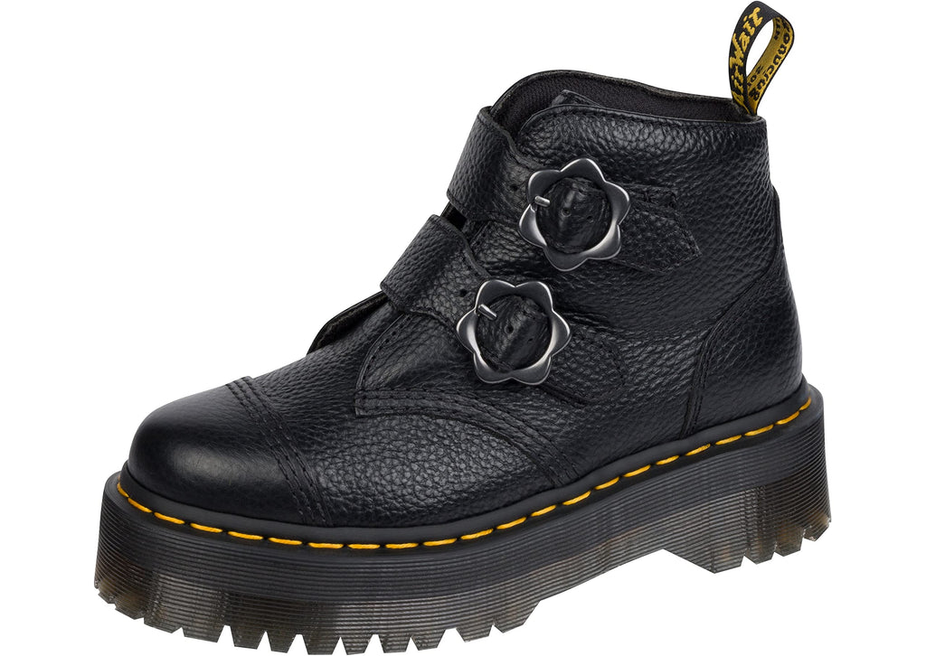Dr. Martens Women's Devon Flower Ankle Boot, Black, 8