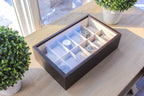 CASE ELEGANCE Solid Espresso Wood Watch Box Organizer with Glass Display Top 12 slot (Espresso)