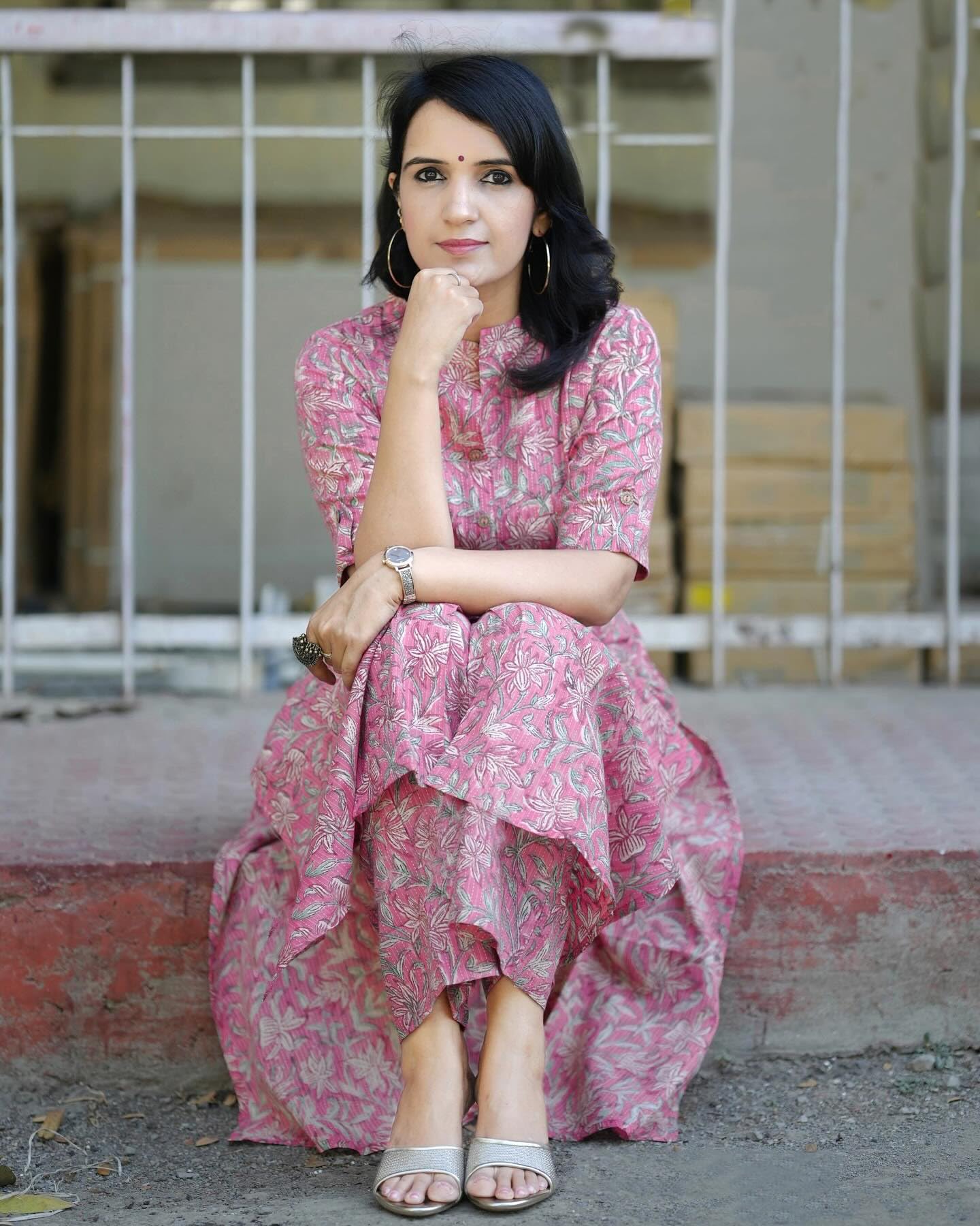 ANNI DESIGNER Womens Rayon Blend Straight Printed Kurta with Pant (Kasit Pink_S_Pink_Small)