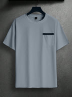 Indoprimo MenS Polyester T Shirt With Pocket Half Sleeves Round Neck Line Solid Pattern Loose Fit Classic Style And Standard Le