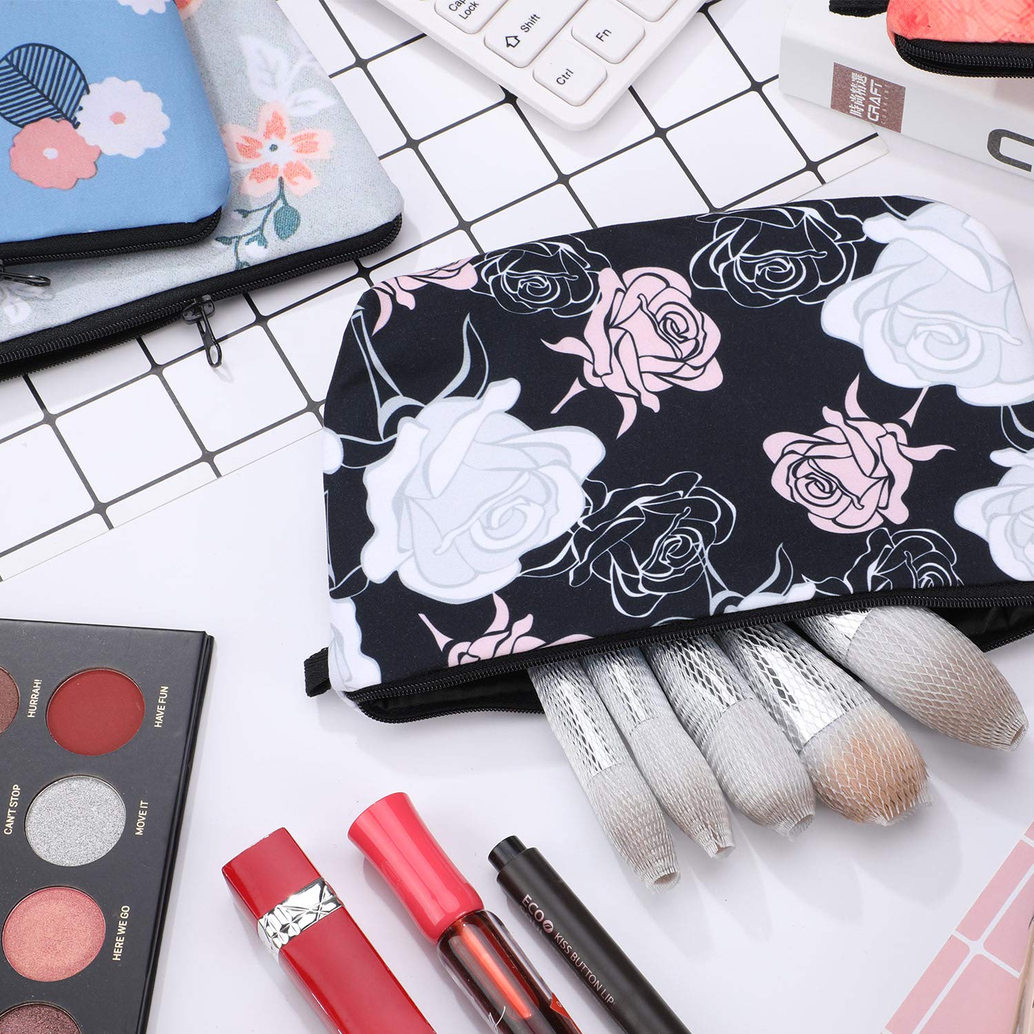 Chuangdi 6 Pieces Makeup Bag Toiletry Pouch Waterproof Cosmetic Bag with Mandala Flowers Llama Sloth Unicorn Patterns, 6 Styles