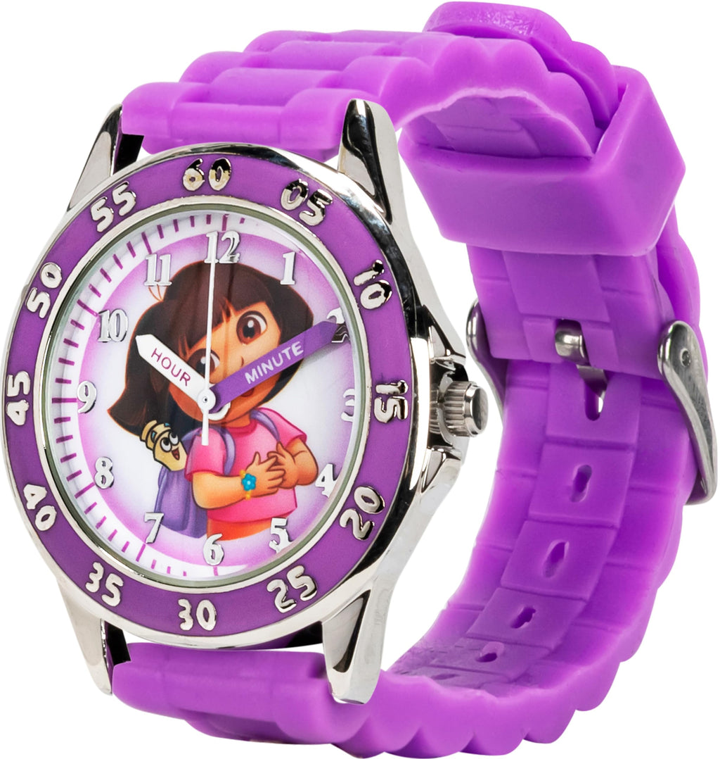 Dora the Explorer by Nickelodeon Analog Quartz Watch for Kids - Purple Time-Teaching Watch with Easy-Read Dial