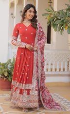 Fashion Basket Gergette Embroidered Long Anarkali
