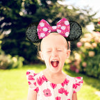 LYLIN Mouse Ears Headband, Sequin Ears Headbands with Bow Halloween Hairs Accessories for Girls Women Birthday Party Cosplay Cos