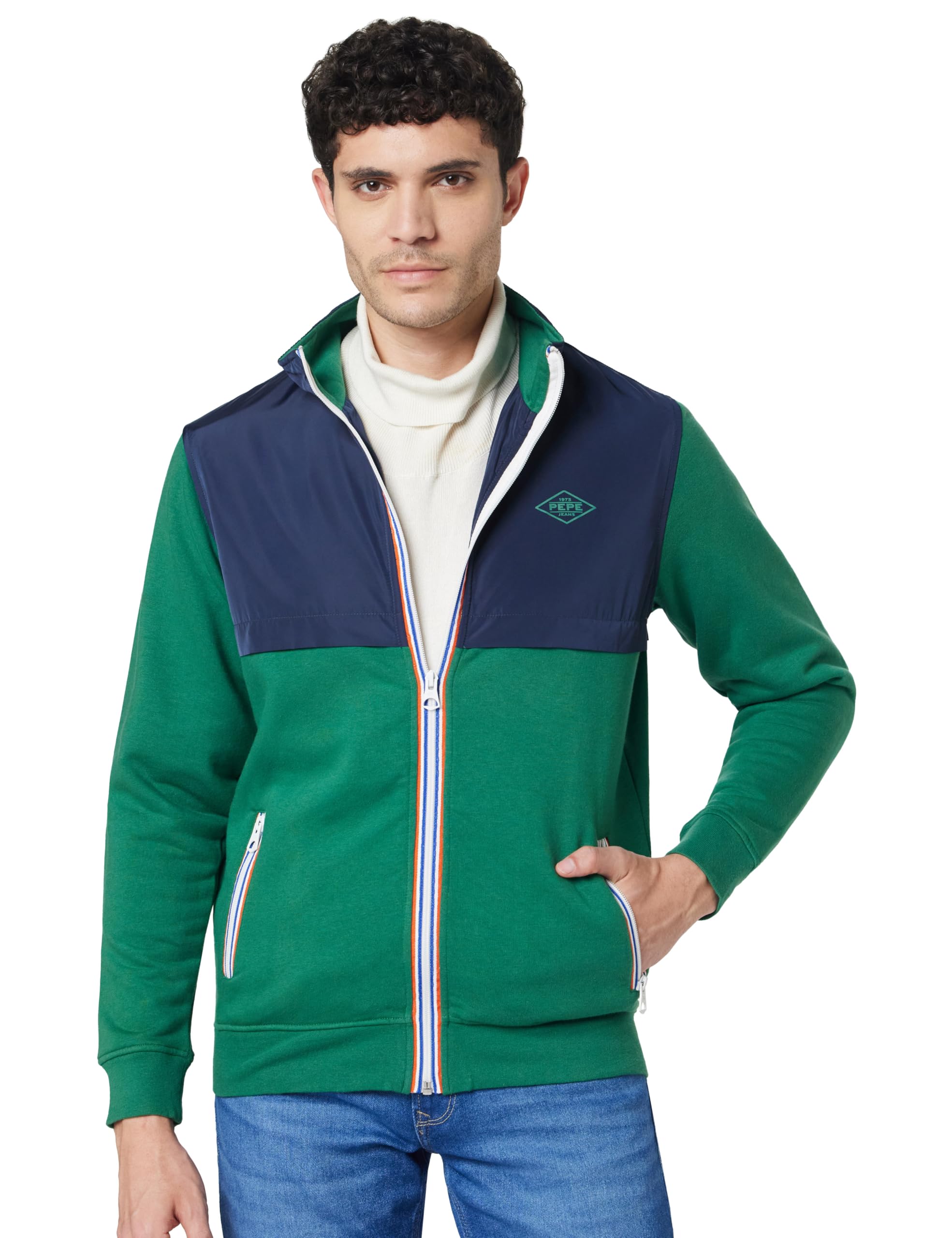 Pepe Jeans Cotton MenS Regular Fit High Neck Sweatshirt, Multicolor, Medium
