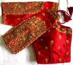Vihu Fashion WomenS Flower Embroidery Sleeves Cut Work Readymade Saree Blouse