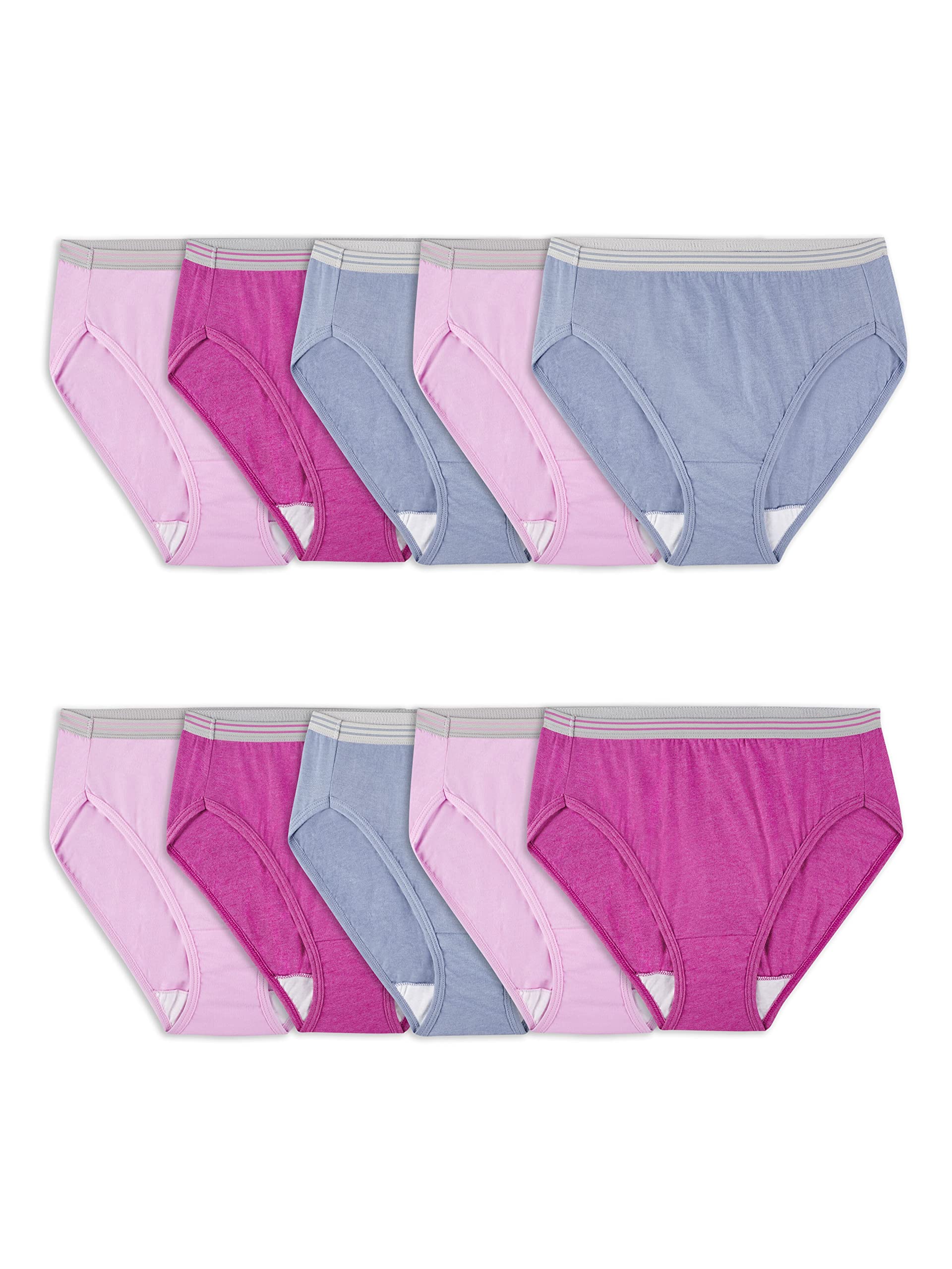 Fruit of the Loom Women's Eversoft Cotton Brief Underwear, Tag Free & Breathable, Available in Plus Size, 10 Pack-Colors May Var