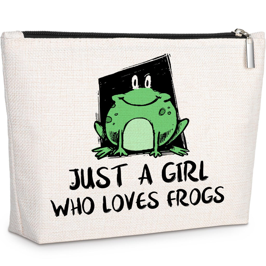 GevGuxLuo Frog Gifts for Frog Lovers, Frog Makeup Bag for Women with Mirror, Frog Birthday Gifts for Daughter Sister Bestie, Cut