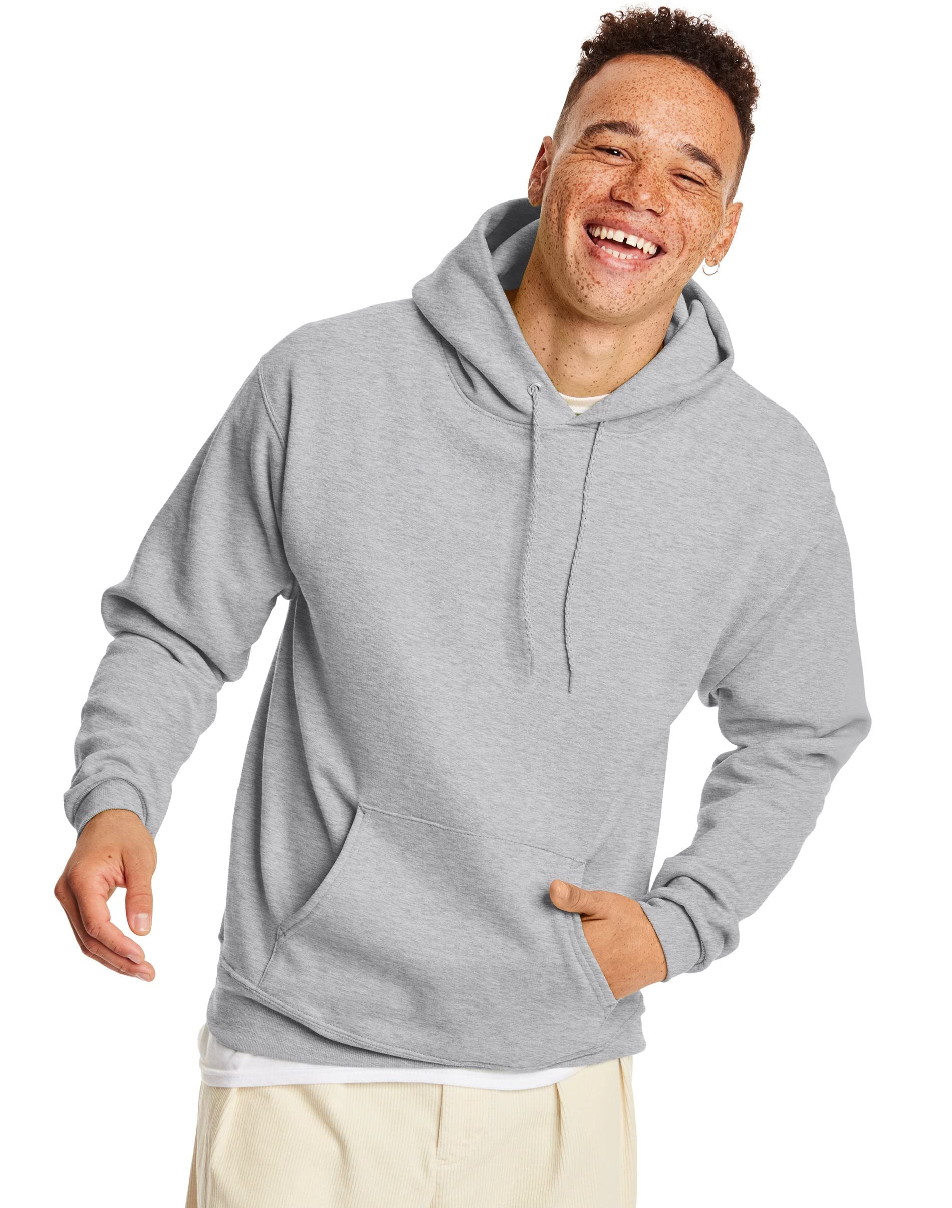 Hanes Men's Pullover EcoSmart Hooded Sweatshirt, ash, 4X Large