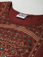 Aarika Womens Maroon Color Printed Kurti