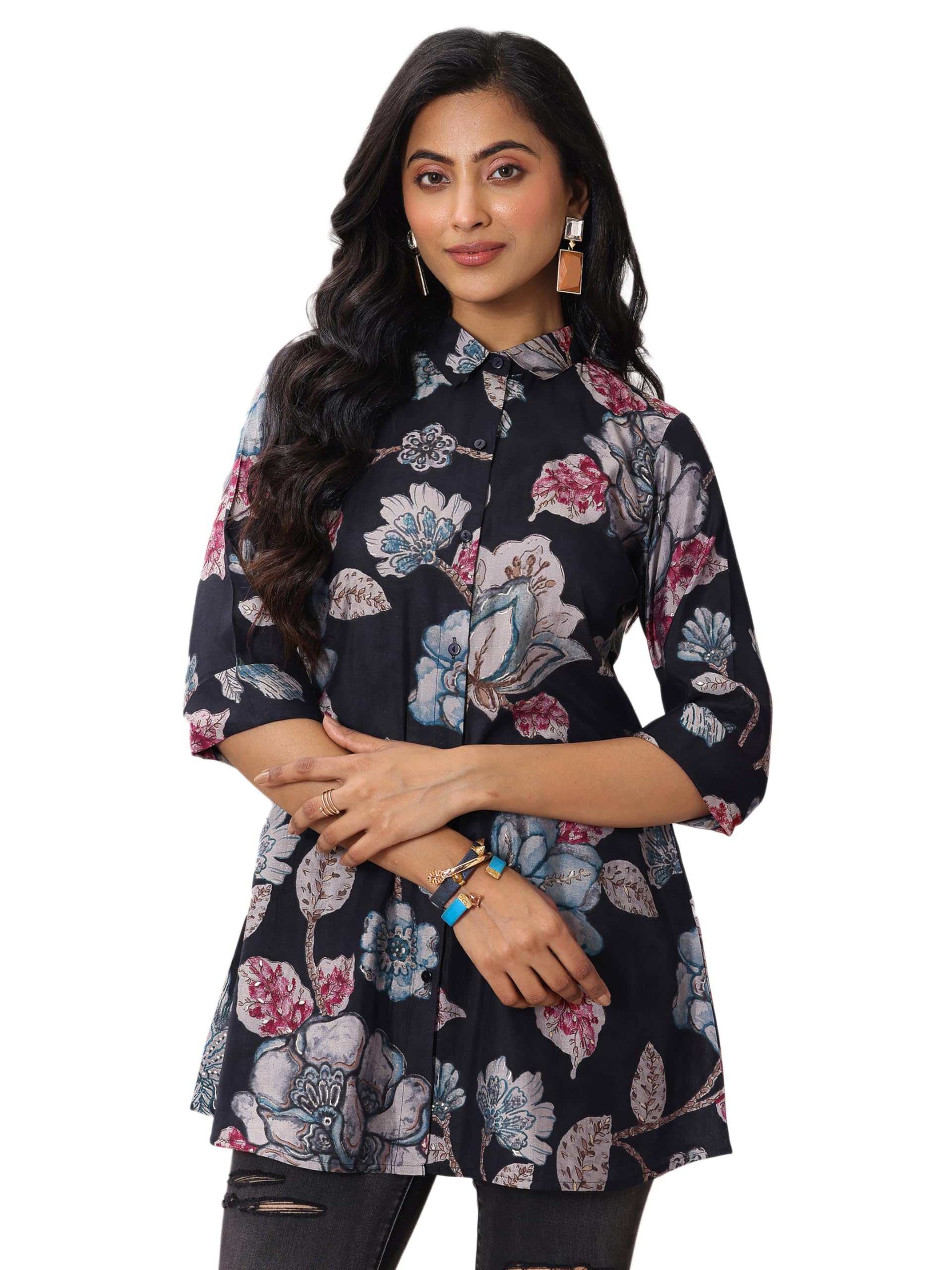 Libas WomenS Silk Blend Straight Kurtis (98005O_Black_Xxl)