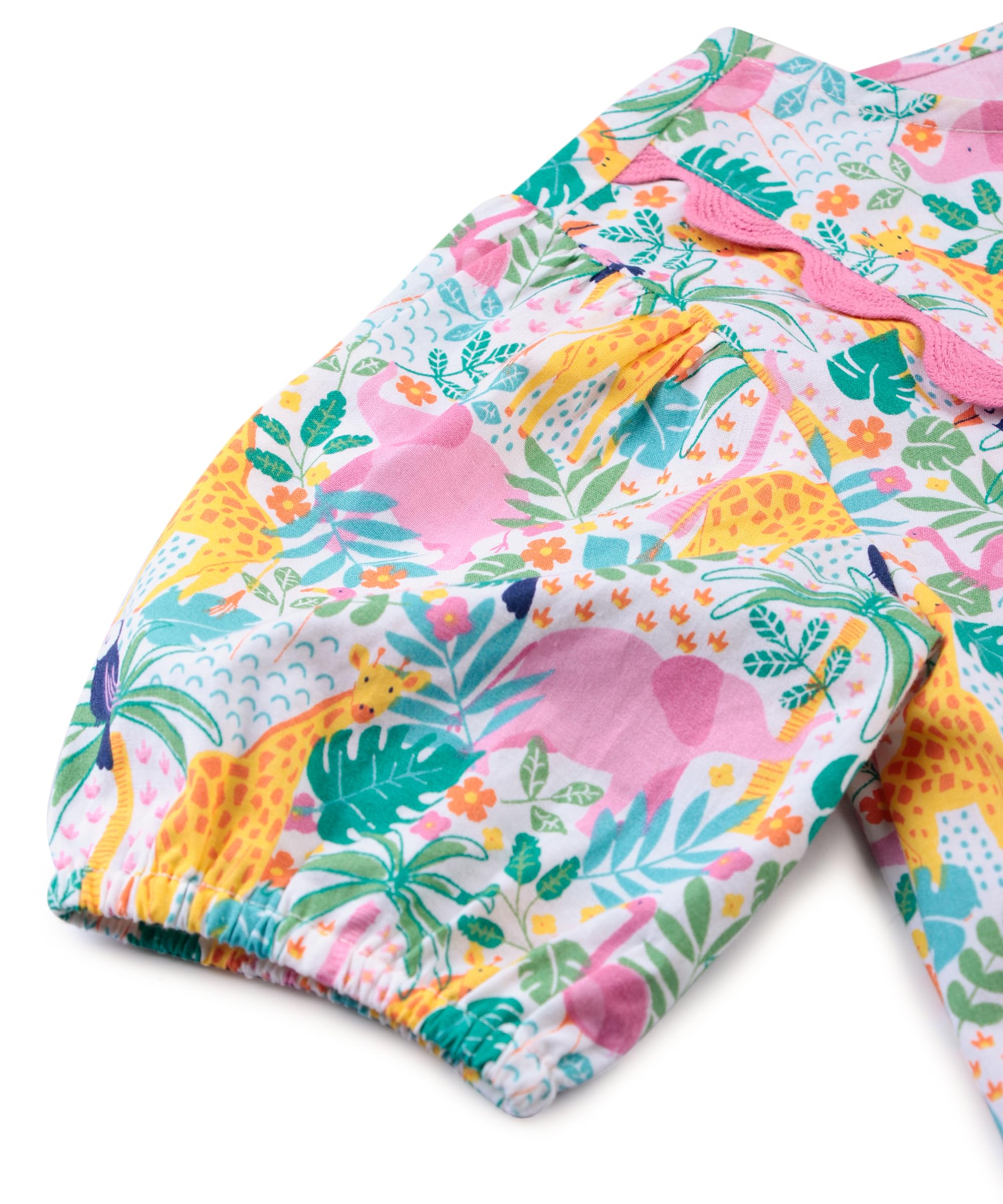 Beebay Kids Girls Tropical Print lace Detail Dress Multicolour