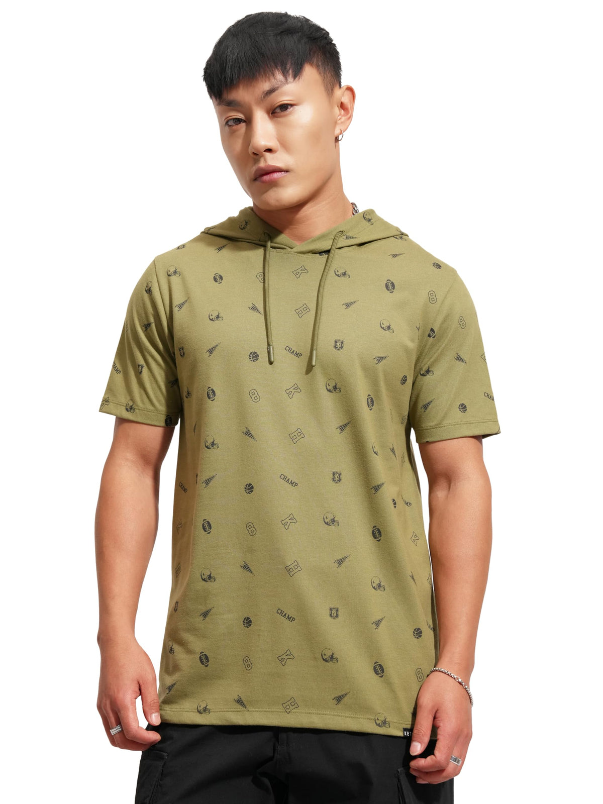 Ketch Men Slim Fit Half Sleeve T-Shirt Khts001129 Olive Xl