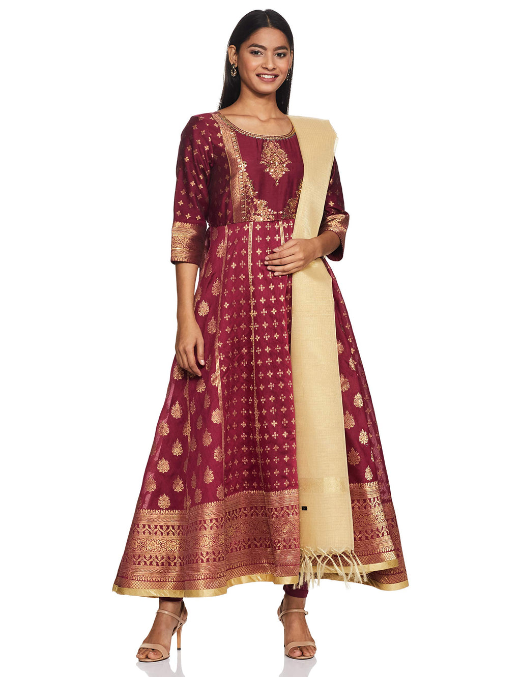 Aurelia Women'S Polyester Kurta (20Aud10304-701106_Red_S)