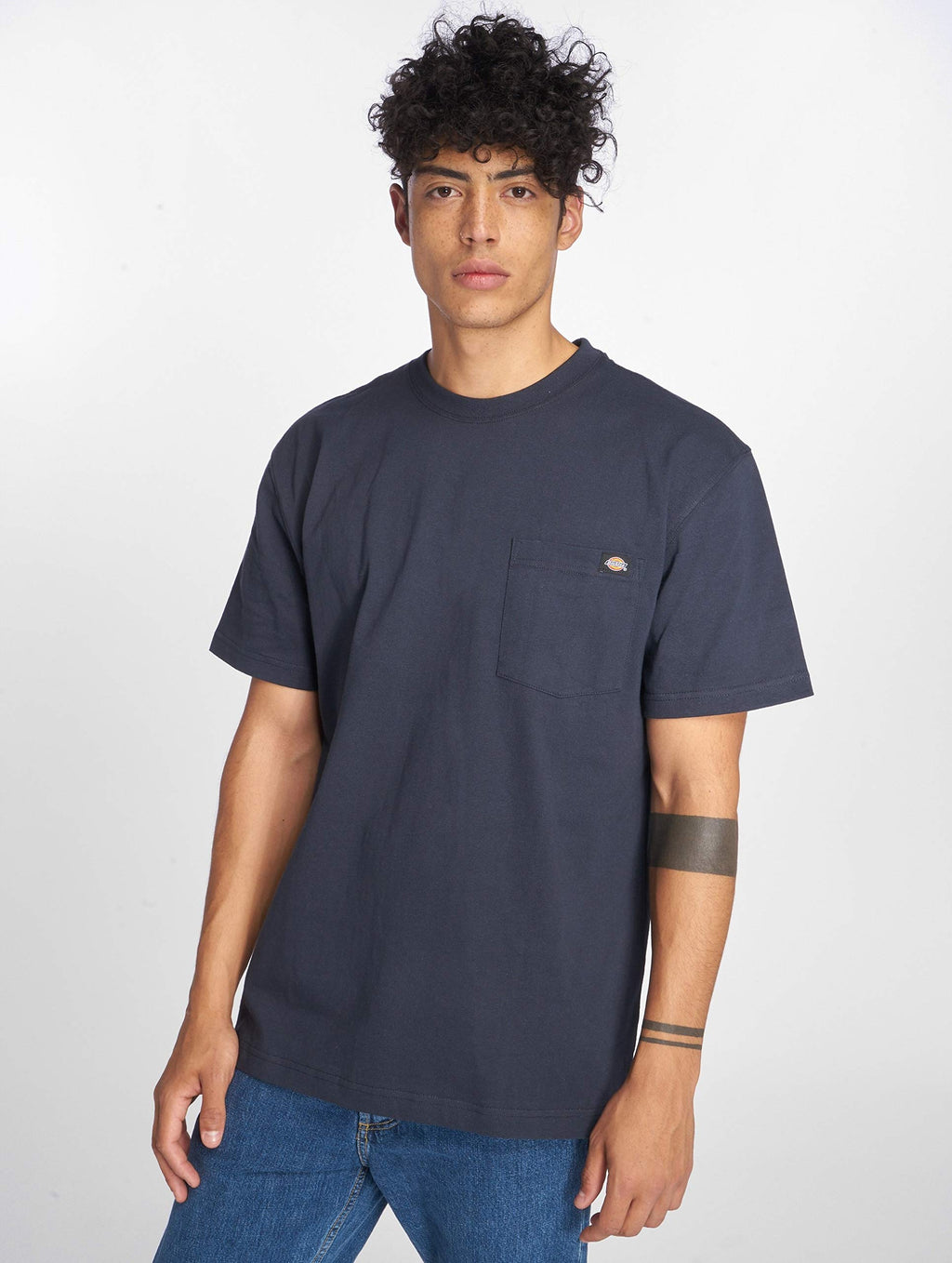 Dickies mens Heavyweight Crew Neck Short Sleeve Tee Henley Shirt, Dark Navy, Large US