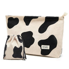 WLLWOO Makeup Bag-2pcs Cow Corduroy Cosmetic Bag Zipper Interior Waterproof Pencil Case Coin Purse Travel Toiletry Small Makeup 