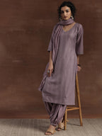 Libas Womens Self Design Silk Blend Straight Kurta With Salwar And Dupatta