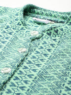 Aarika Womens Casual Wear Green Colour Zig Zag Woolen Cardigan (S-L)