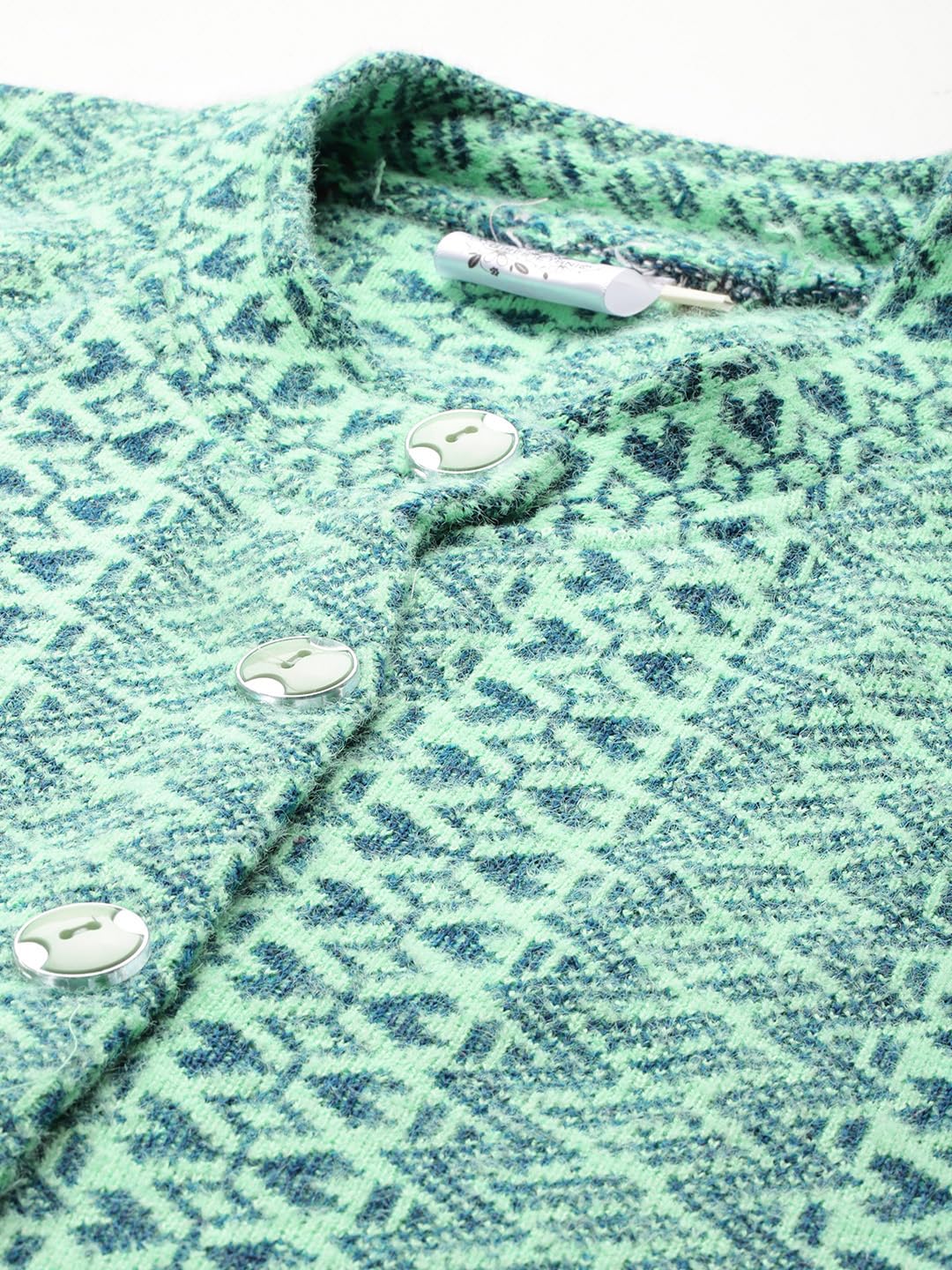 Aarika Womens Casual Wear Green Colour Zig Zag Woolen Cardigan (S-L)