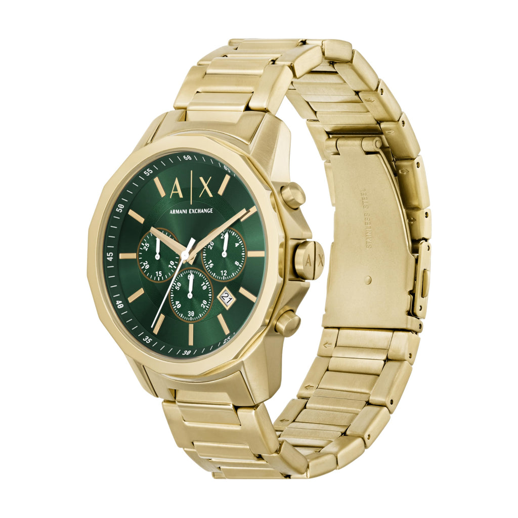 A|X Armani Exchange Men's Chronograph Gold-Tone Stainless Steel Bracelet Watch (Model: AX1746)