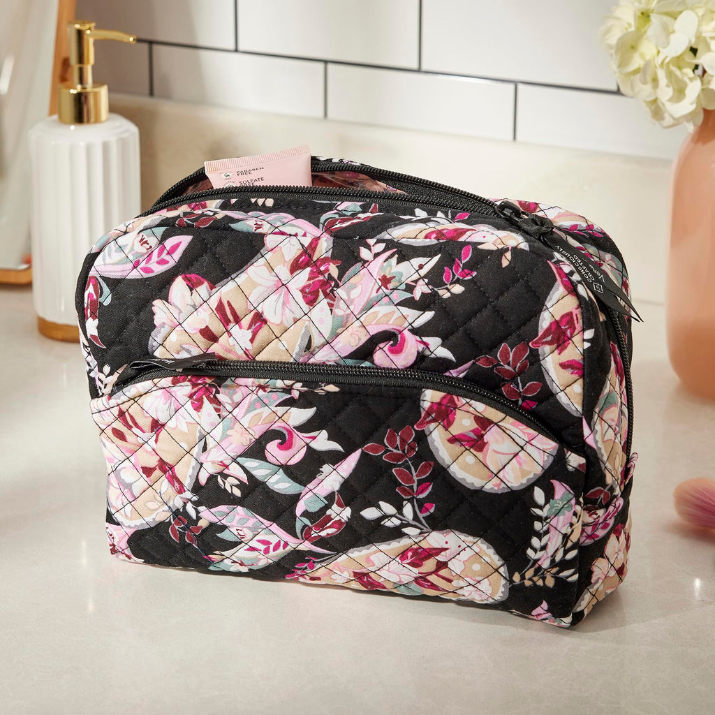 Vera Bradley Women's Cotton Large Cosmetic Makeup Organizer Bag, Botanical Paisley, One Size