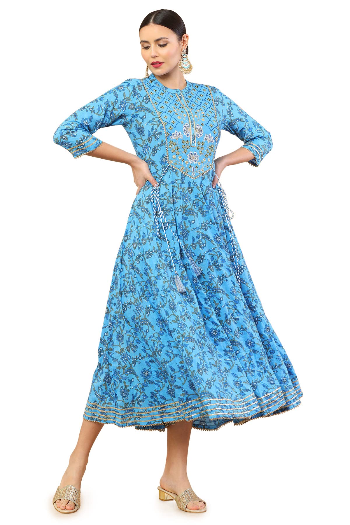 Soch Women Cotton Anarkali Kurta with Floral Print