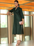 Libas WomenS Silk Regular Kurta (29272_Green