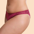 Enamor Womens Nylon Low Waist Medium Coverage Bikini Panty with Sensuous Look at The Back and Sides with Unique Butterfly lace