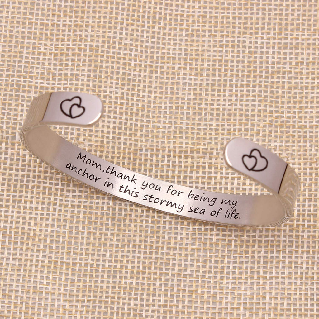 Btysun Mom Gifts for Christmas Inspirational Bracelets for Women Thanksgiving Gift Mother Birthday Gifts for Mom Cuff Bracelet M