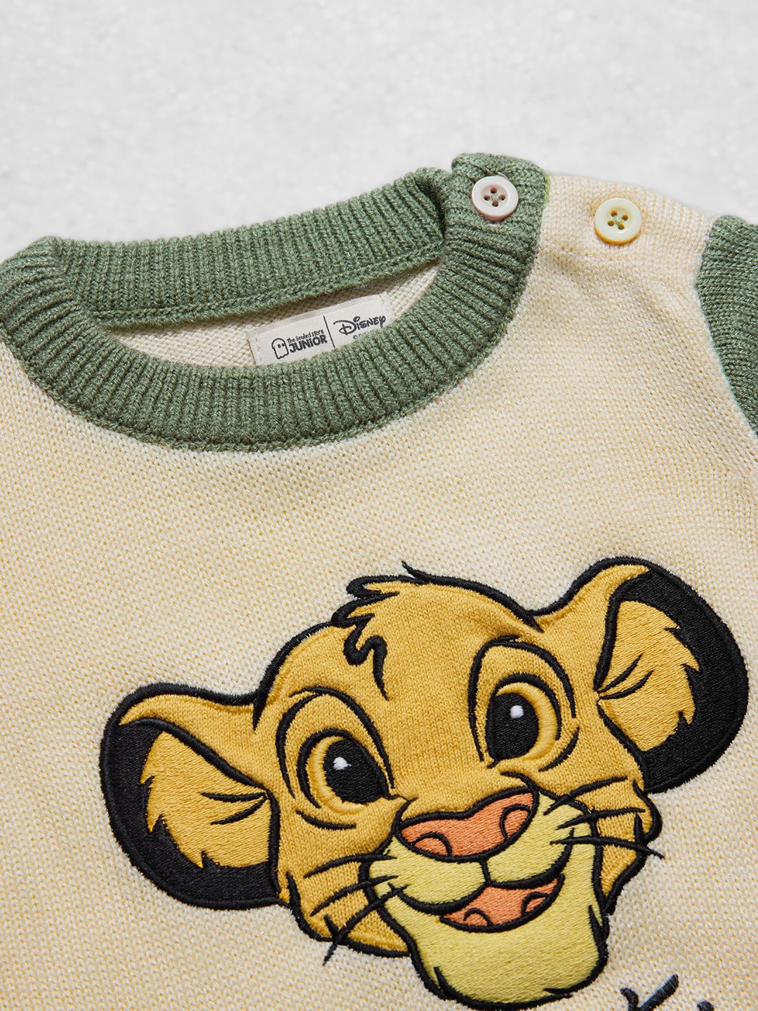The Souled Store Official: Future King Infant Boys Long Sleeve Embroidered Patch Regular Fit Sweaters Beige