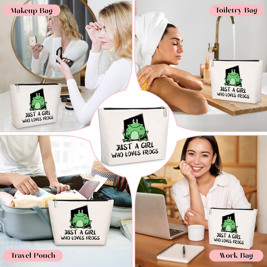 GevGuxLuo Frog Gifts for Frog Lovers, Frog Makeup Bag for Women with Mirror, Frog Birthday Gifts for Daughter Sister Bestie, Cut