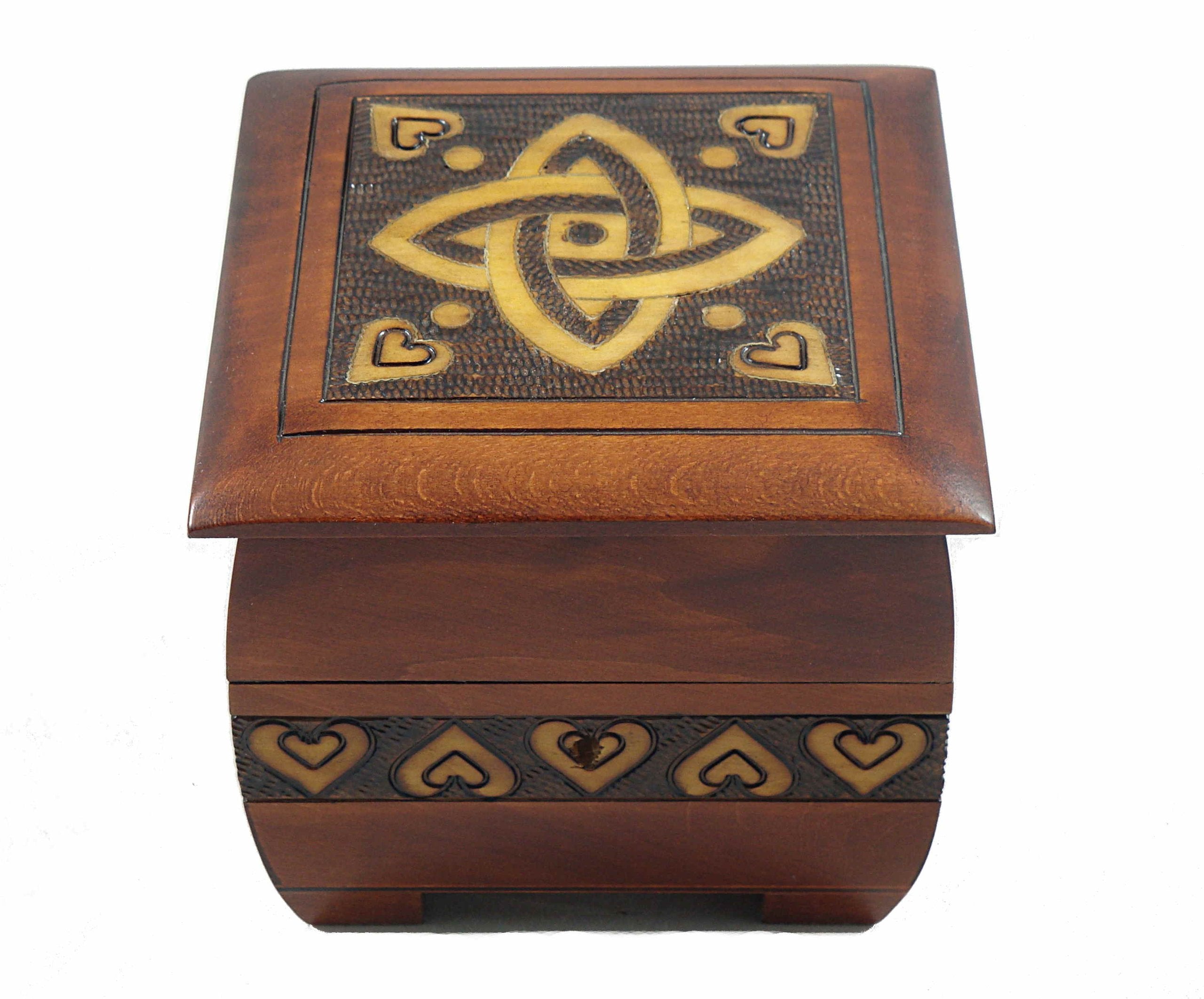Modern Sailor Celtic Knot and Tribal Heart Handmade Box with Lock and Key Desk or Dresser Trinket Keepsake Holder Perfect Watch